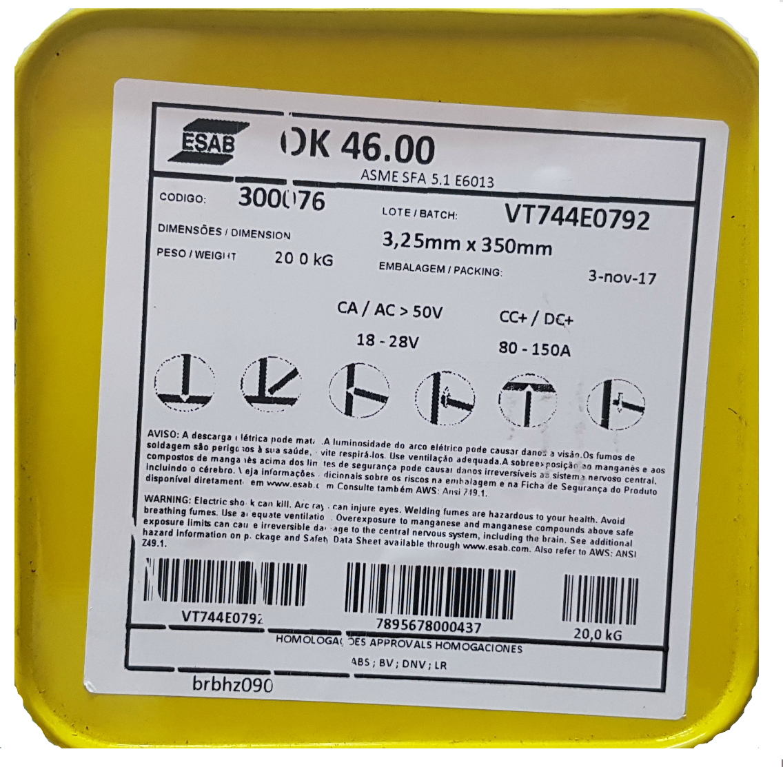 ELETRODO OK 46.00 Ø 3,25MM ESAB